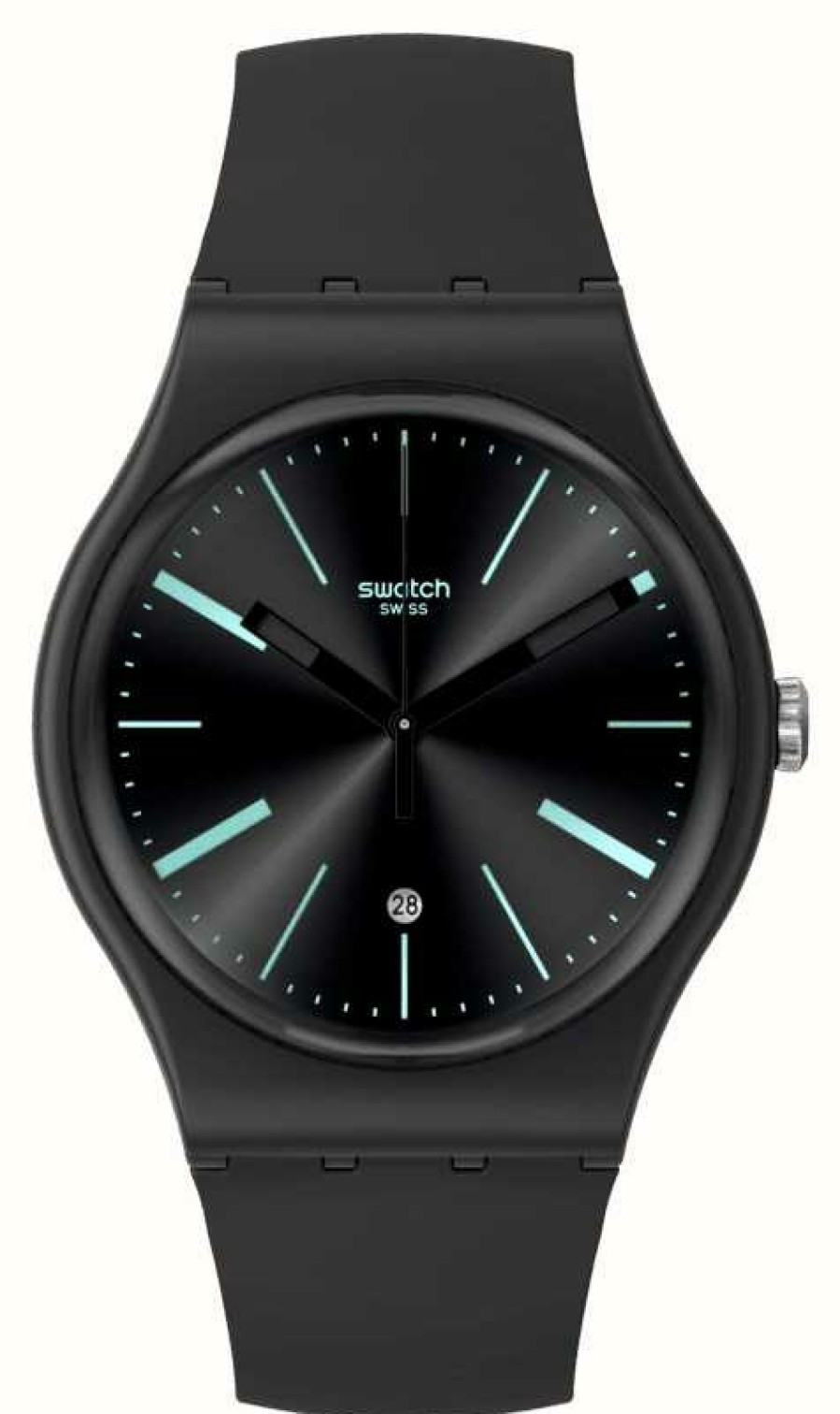 Men'S Swatch | Swatch A Dash Of Green (41Mm) Black Dial / Black Bio-Sourced Strap