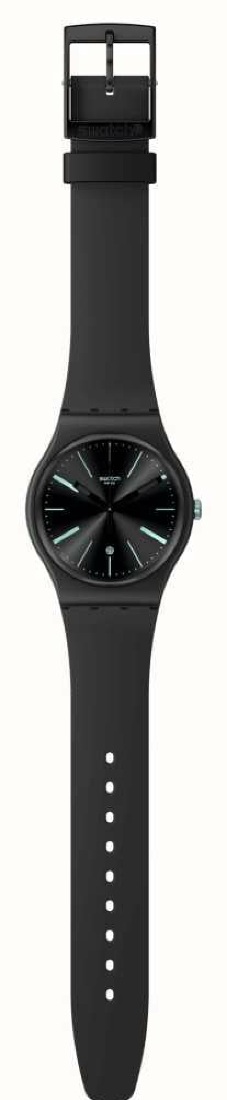 Men'S Swatch | Swatch A Dash Of Green (41Mm) Black Dial / Black Bio-Sourced Strap