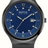 Men'S Bering | Bering Men'S Solar (42Mm) Blue Dial / Black Stainless Steel Mesh Bracelet