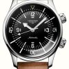 Men'S LONGINES | Longines Legend Diver (39Mm) Black Dial / Brown Leather Strap