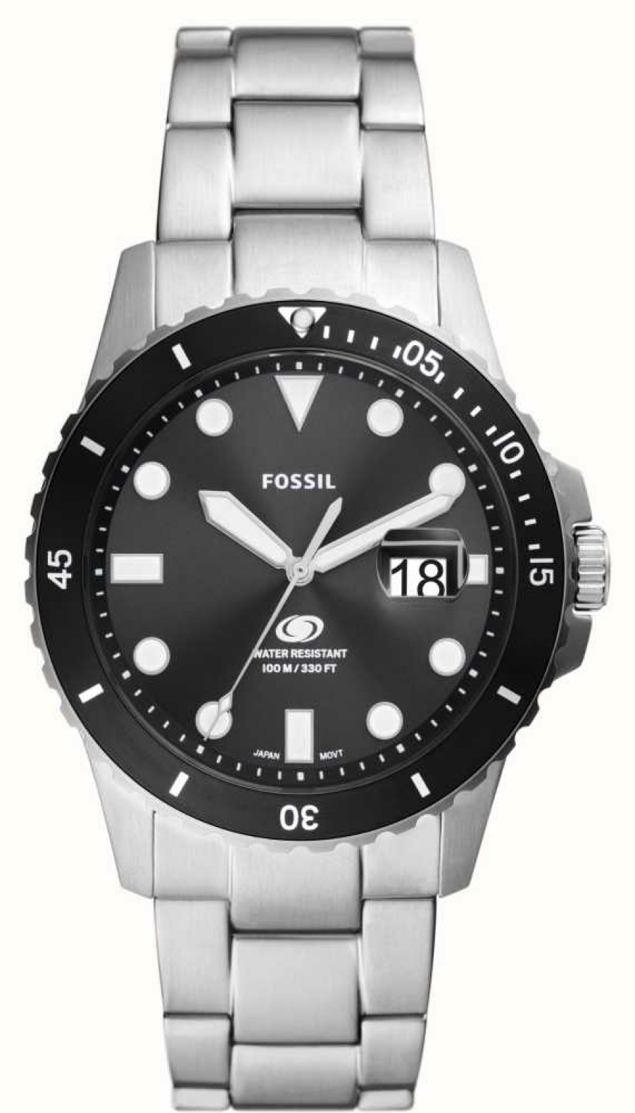 Men'S Fossil | Fossil Men'S Blue (42Mm) Black Dial / Stainless Steel Bracelet