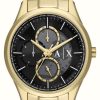 Men'S Armani Exchange | Armani Exchange Men'S (42Mm) Black Dial / Gold-Tone Stainless Steel Bracelet