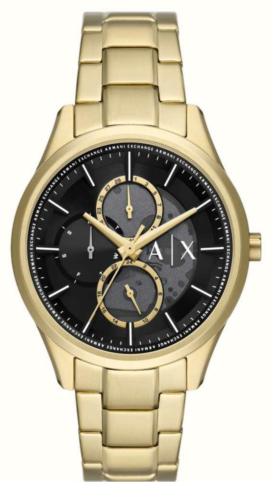 Men'S Armani Exchange | Armani Exchange Men'S (42Mm) Black Dial / Gold-Tone Stainless Steel Bracelet