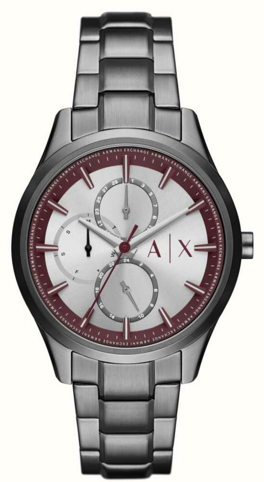 Men'S Armani Exchange | Armani Exchange Men'S (42Mm) Silver Dial / Gunmetal Stainless Steel Bracelet