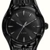 Men'S Diesel | Diesel Men'S Vert (44Mm) Black Dial / Black Textured Leather Strap