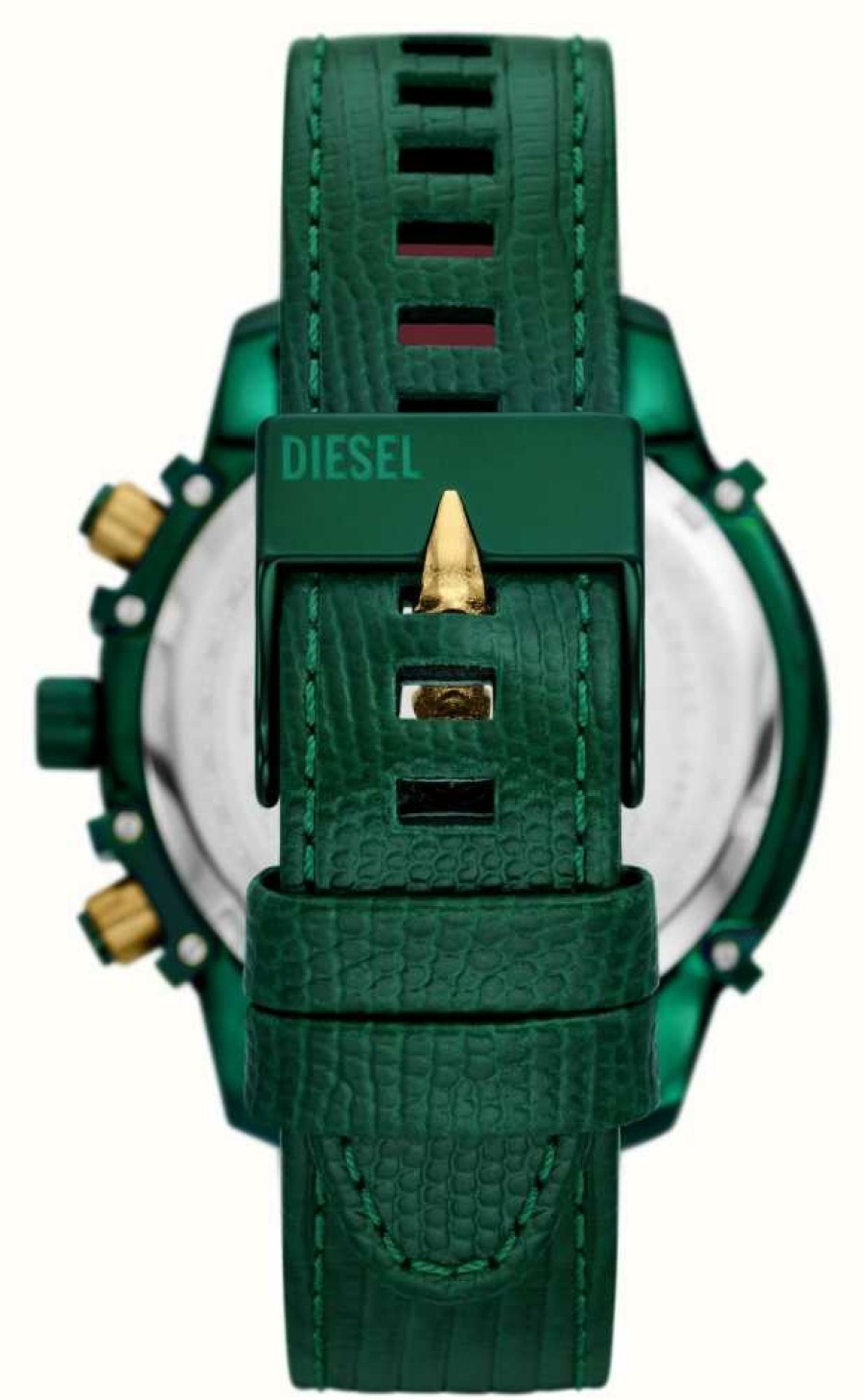 Men'S Diesel | Diesel Men'S Griffed (48Mm) Black Dial / Green Leather Strap