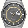 Men'S Skagen | Skagen Men'S Melbye Titanium (40Mm) Grey Dial / Black Leather Strap