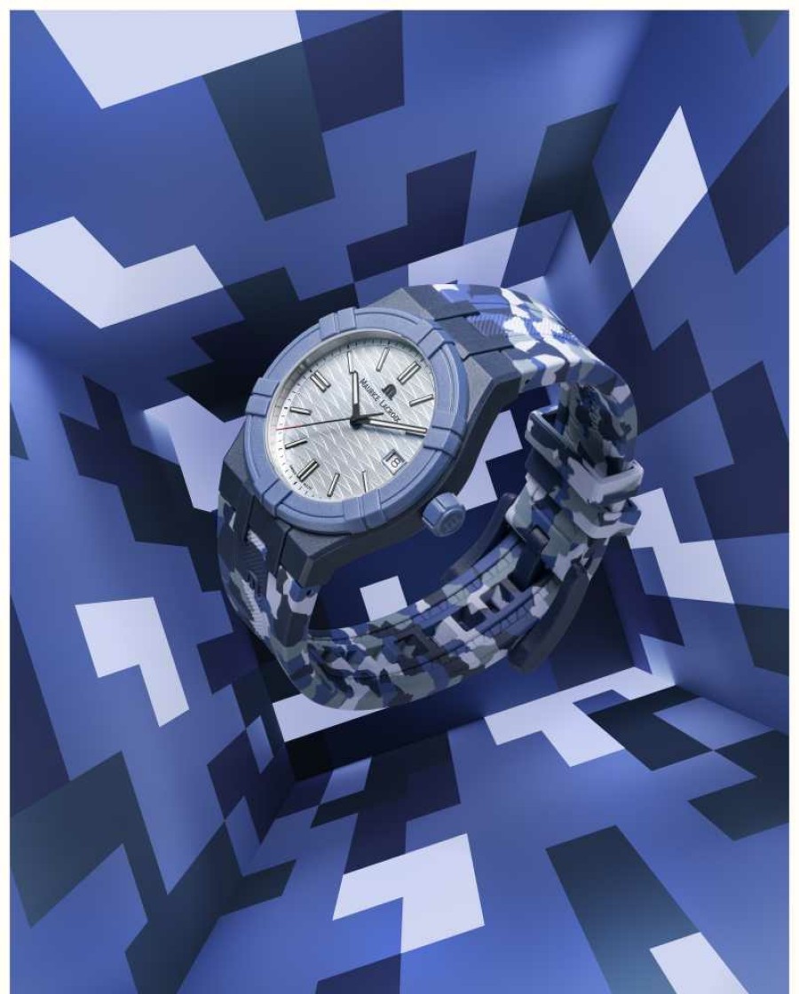 Women'S Maurice Lacroix | Maurice Lacroix Aikon Quartz #Tide Camo Limited Edition (40Mm) Storm Blue 'Vagues Du Jura' Dial / Storm Blue Camo