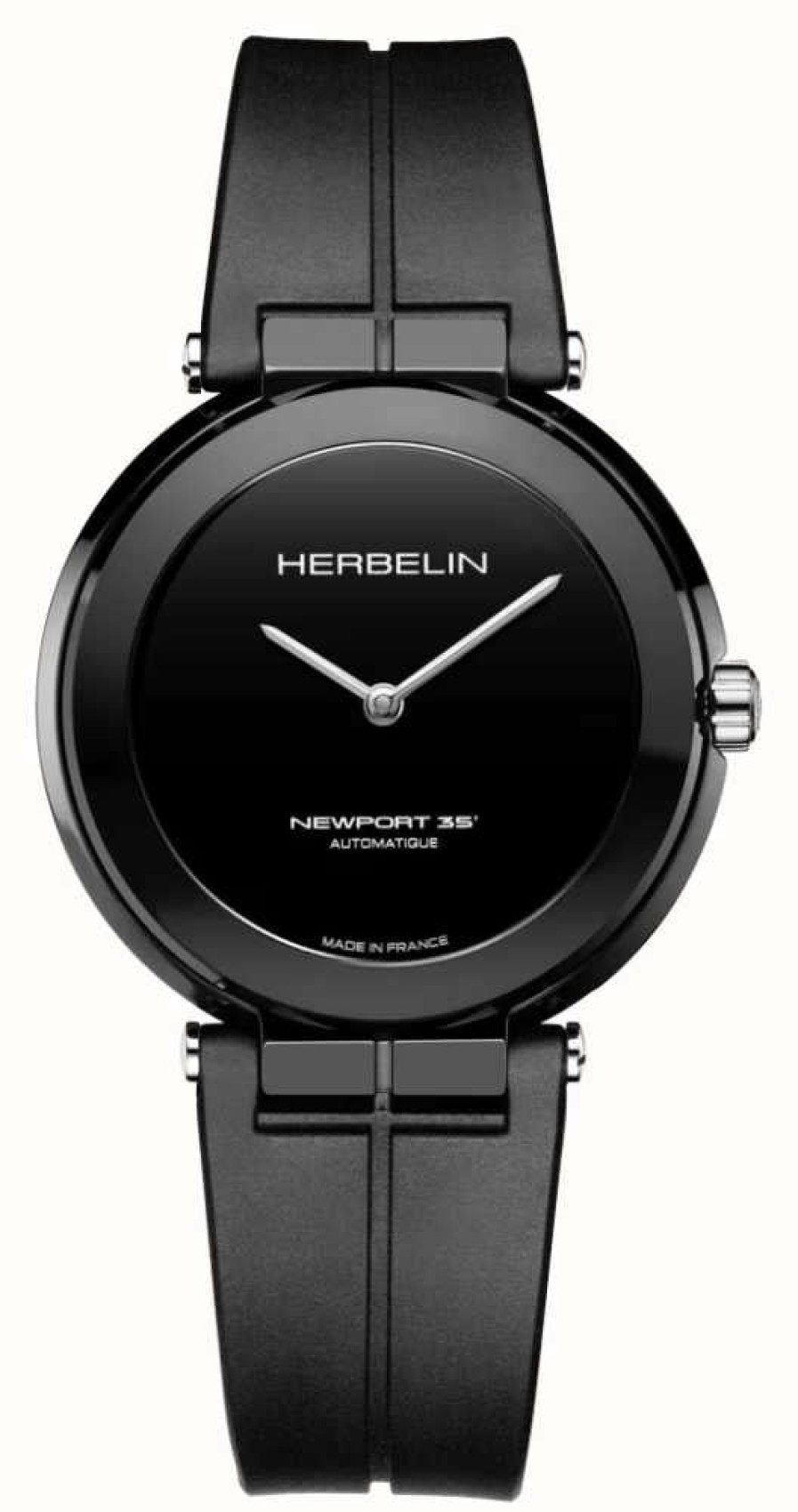 Men'S Herbelin | Herbelin Newport Ceramic 35Th Anniversary Limited Edition (38Mm) Black Dial / Black Fkm Rubber