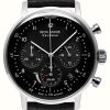 Jewelry Iron Annie | Iron Annie Men'S Bauhaus Solar Chronograph (41Mm) Black Dial / Black Leather Strap