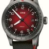 Men'S ORIS | Oris Propilot Gmt Automatic (41.5Mm) Red Fume Dial / Black Textile Strap