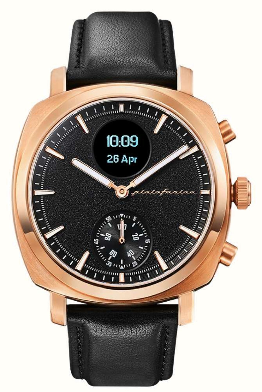 Jewelry Pininfarina by Globics | Pininfarina By Globics Senso Hybrid Smartwatch (44Mm) Sunburst Rose Gold / Italian Leather