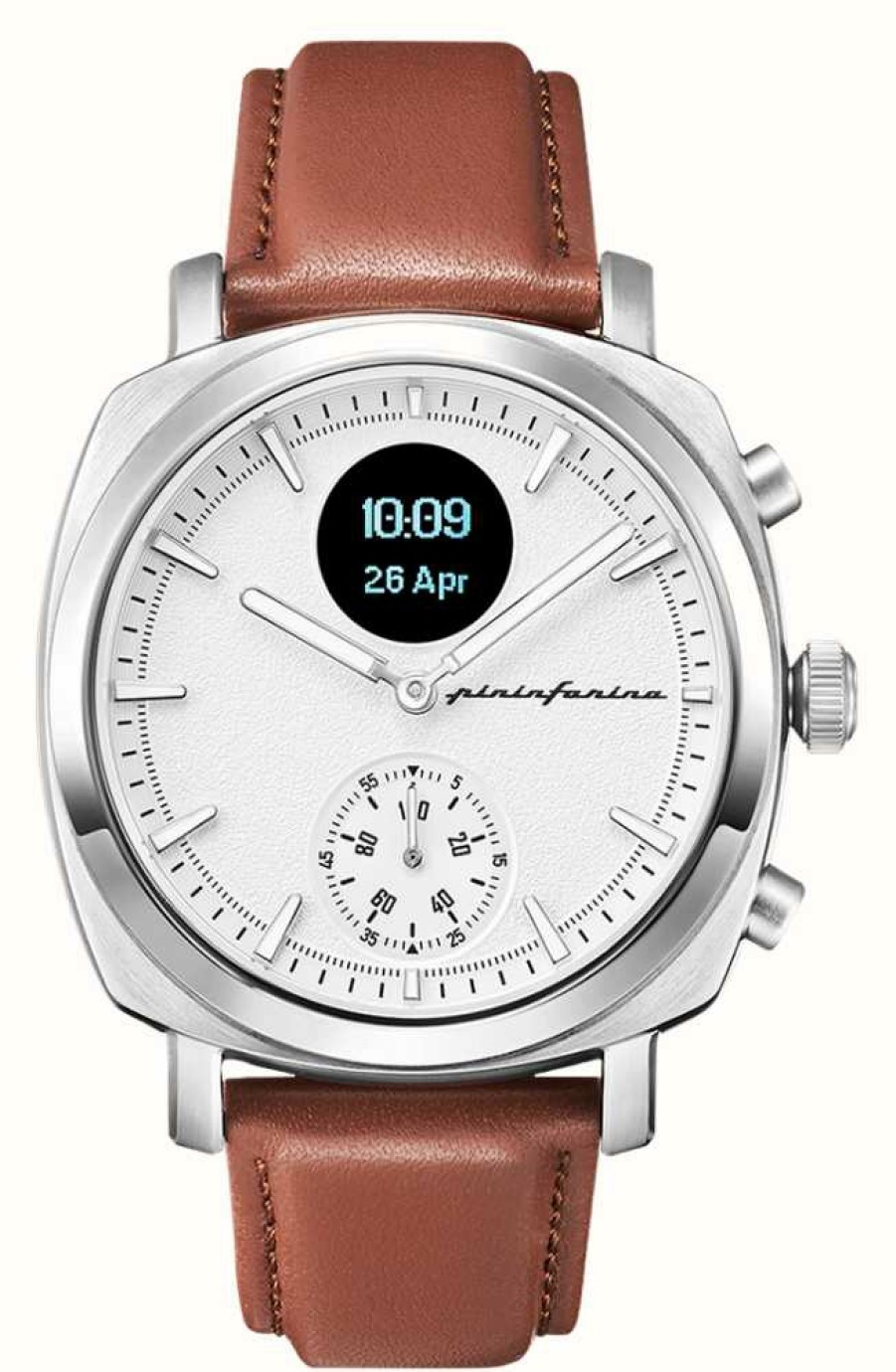 Jewelry Pininfarina by Globics | Pininfarina By Globics Senso Hybrid Smartwatch (44Mm) Moonlight Silver / Italian Leather