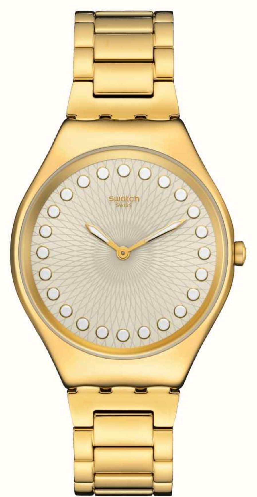 Men'S Swatch | Swatch Bubbly And Bright (38Mm) Champagne Dial / Gold-Tone Stainless Steel Bracelet