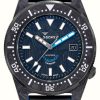 Men'S Squale | Squale T-183 Forged Carbon Blue (42Mm) Forged Carbon Dial / Rubberized Leather Strap