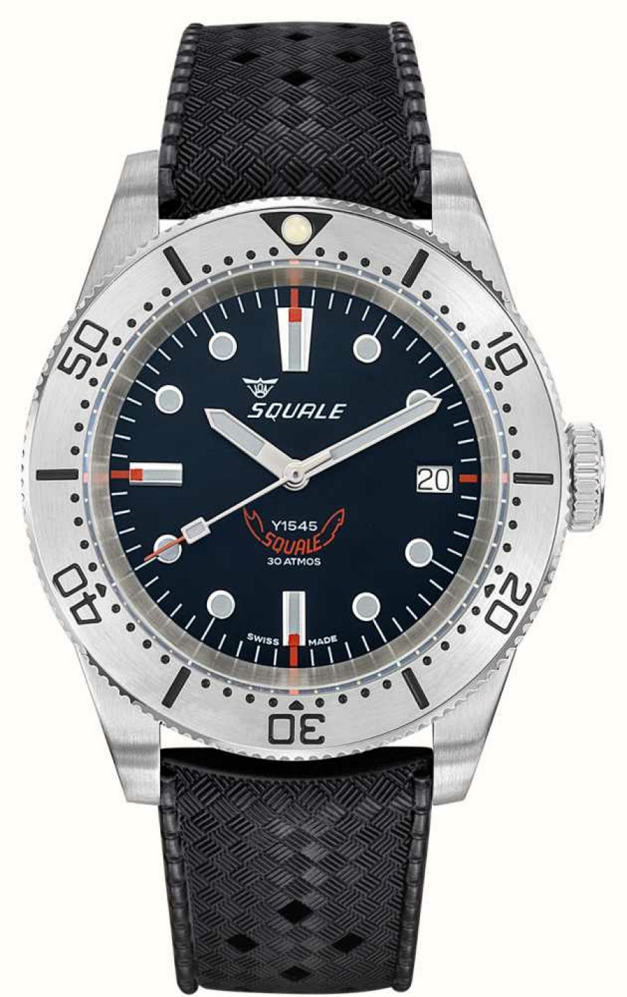 Men'S Squale | Squale 1545 Steel Black (40Mm) Black Dial / Black Homage Tropic Rubber