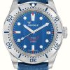 Men'S Squale | Squale 1545 Steel Blue (40Mm) Blue Cotes De Geneve Dial / Blue Homage Tropic Rubber