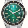 Men'S Squale | Squale Sub-39 Gmt Vintage Green (40.5Mm) Green Sunray Dial / Stainless Steel Bracelet