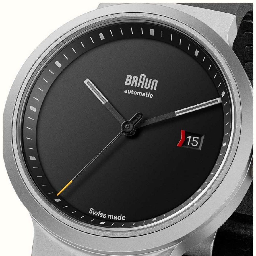 Jewelry Braun | Braun Bn0279 Swiss Made Automatic - Limited Edition (40Mm) Black Dial / Black Rubber Strap