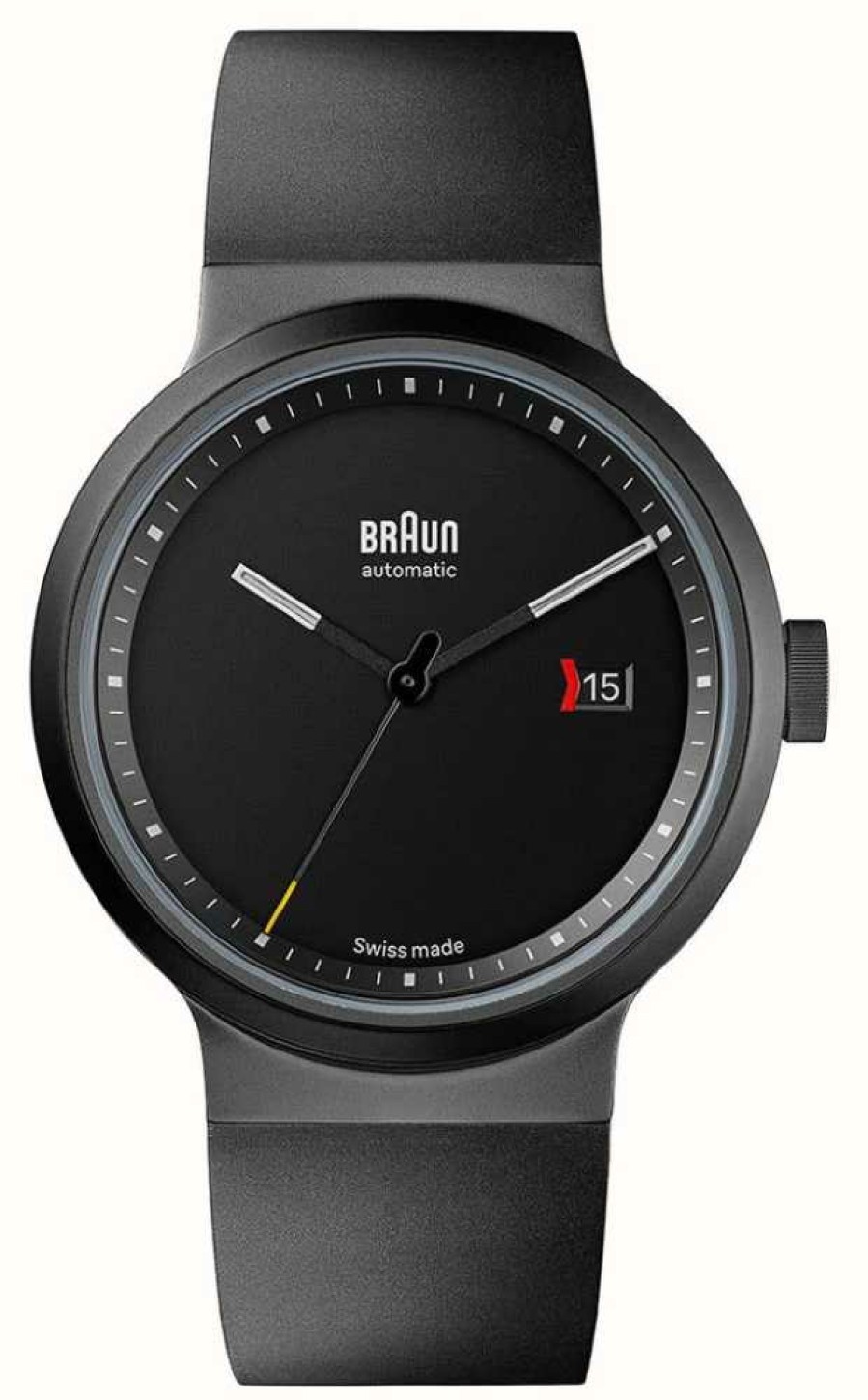 Jewelry Braun | Braun Bn0279 Swiss Made Automatic - Limited Edition (40Mm) Black Dial / Black Rubber Strap