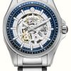 Men'S Roamer | Roamer Rockshell Mk Iii Skeleton (44Mm) Blue Skeleton Dial / Stainless Steel Bracelet