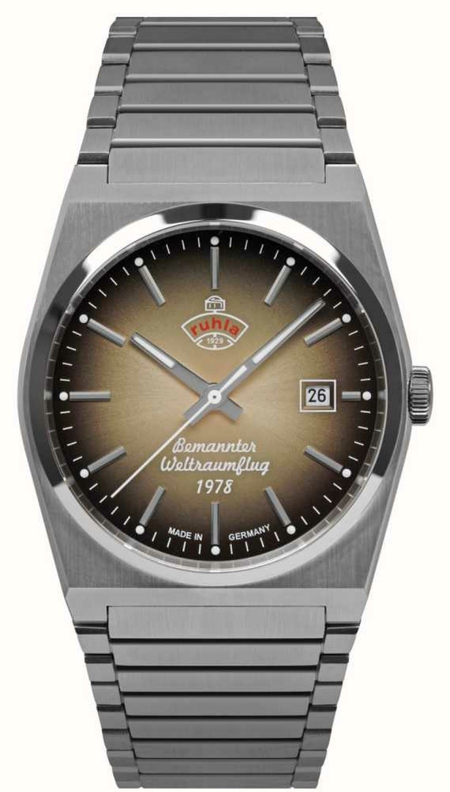 Men'S RUHLA | Ruhla Space Control Automatic (40Mm) Space Brown Dial / Stainless Steel