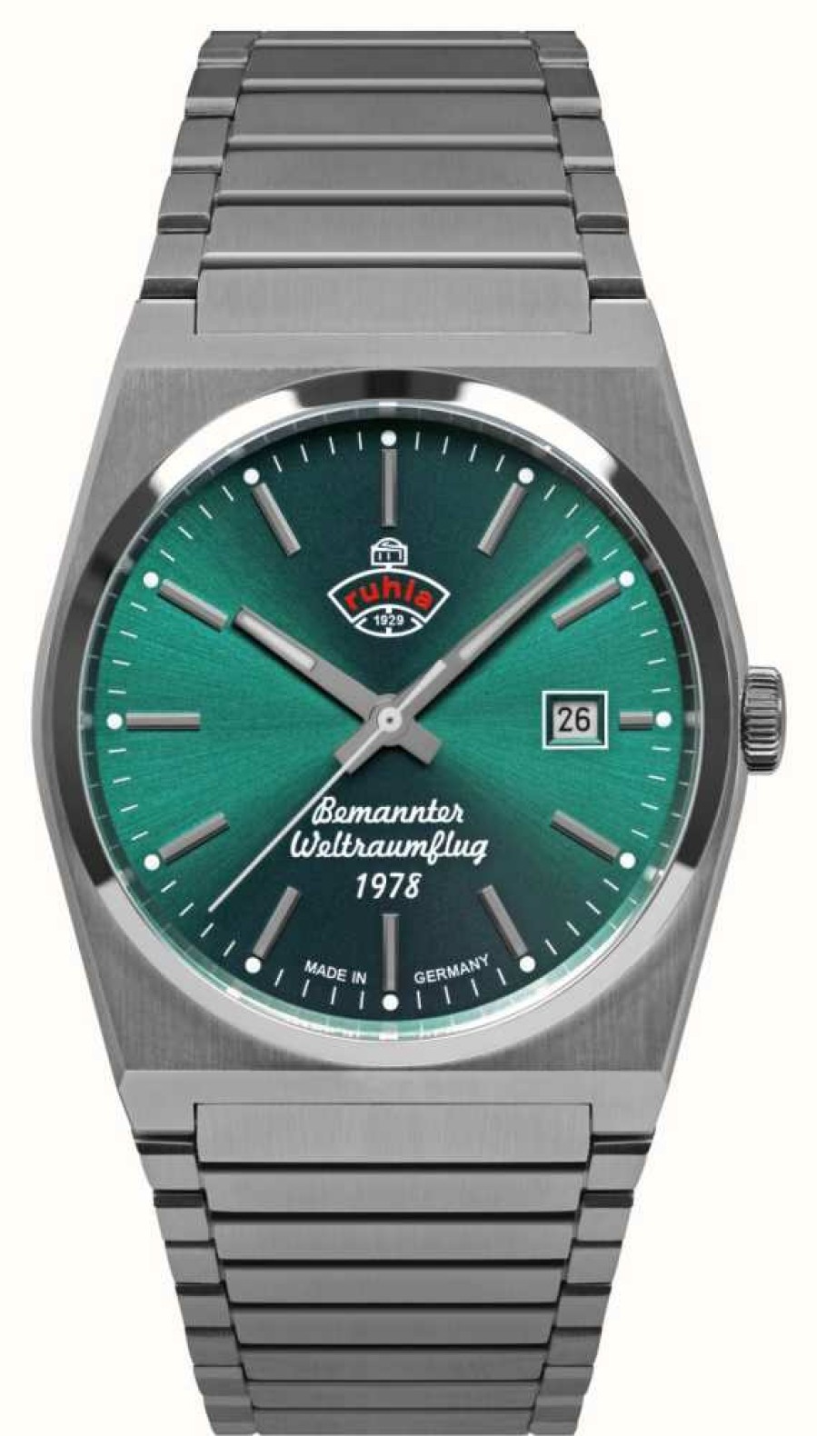 Men'S RUHLA | Ruhla Space Control Automatic (40Mm) Dark Green Dial / Stainless Steel