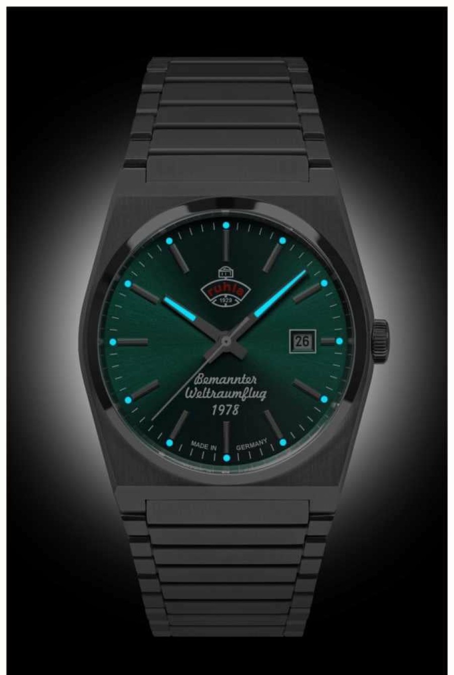 Men'S RUHLA | Ruhla Space Control Automatic (40Mm) Dark Green Dial / Stainless Steel