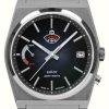 Men'S RUHLA | Ruhla Space Control Solar (40Mm) Dark Blue Dial / Stainless Steel Bracelet