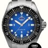 Men'S RUHLA | Ruhla Nva Kommando Minentaucher Automatic (43Mm) Blue Dial / Stainless Steel + Navy Blue Silicone Strap