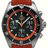 Men'S RUHLA | Ruhla Glasbach Cup Hill Climb Quartz Chrono (43Mm) Black Dial / Water Resistant Red Leather Strap