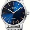 Men'S Muhle Glashutte | Muhle Glashutte Panova Blue Automatic (40Mm) Blue Sunray Dial / Stainless Steel Milanaise Bracelet