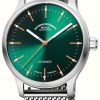 Men'S Muhle Glashutte | Muhle Glashutte Panova Green Automatic (40Mm) Green Sunray Dial / Stainless Steel Milanaise Bracelet