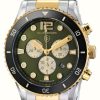 Men'S Elliot Brown | Elliot Brown Bloxworth Quartz Chronograph (44Mm) Racing Green Sunray Dial / Bi-Colour Stainless Steel Bracelet