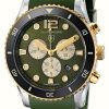 Jewelry Elliot Brown | Elliot Brown Bloxworth Quartz Chronograph (44Mm) Racing Green Sunray Dial / Olive Green Epdm Rubber Strap