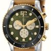 Men'S Elliot Brown | Elliot Brown Bloxworth Quartz Chronograph (44Mm) Racing Green Sunray Dial / Waxed Raw Edged Leather Strap