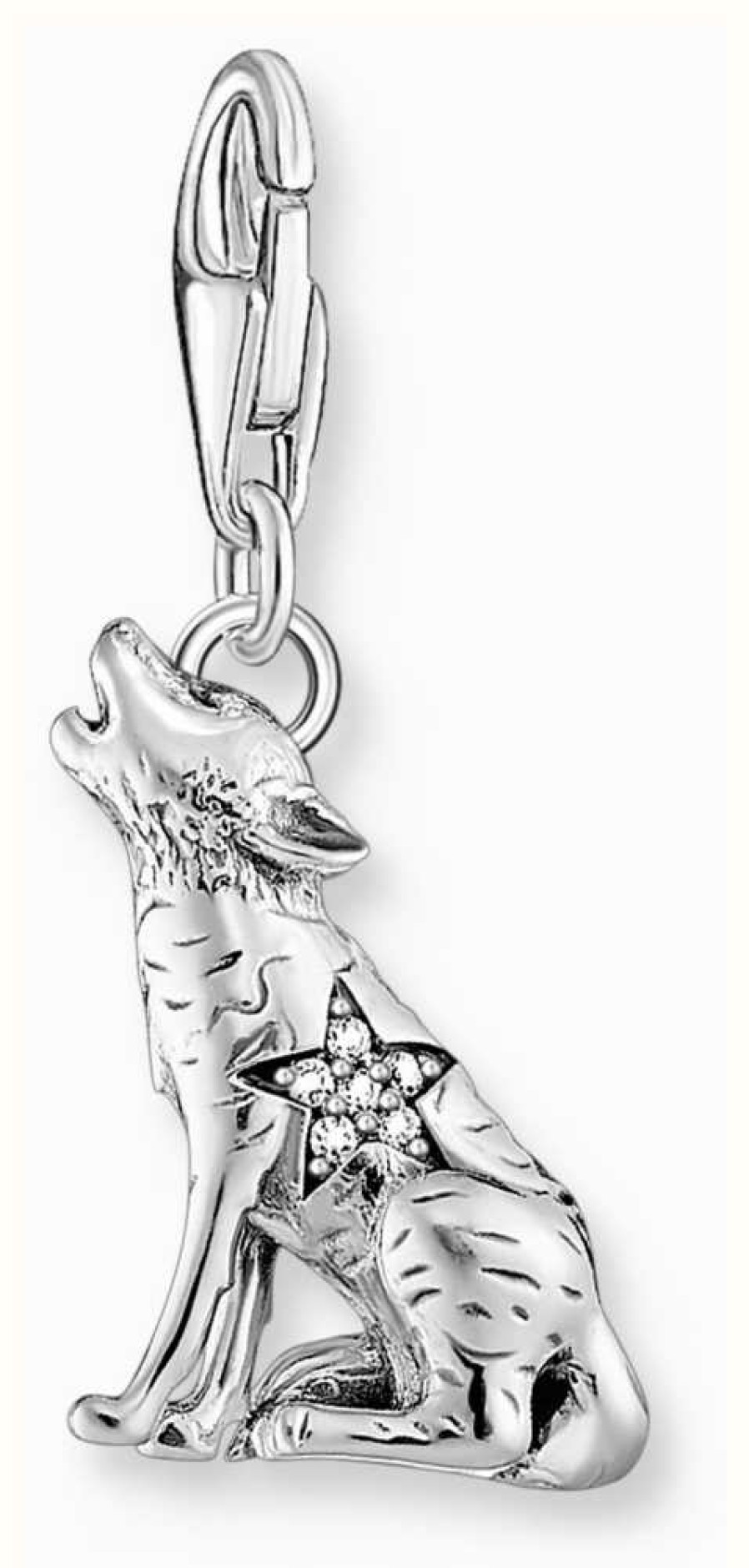 Jewelry Thomas Sabo Jewellery | Thomas Sabo Wolf Charm Blackened Sterling Silver Crystal Set