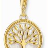 Jewelry Thomas Sabo Jewellery | Thomas Sabo Tree Of Life Charm Pendant Gold-Plated Sterling Silver White Cold Enamel