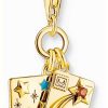 Jewelry Thomas Sabo Jewellery | Thomas Sabo Letter Charm Pendant Gold-Plated Sterling Silver Mulitcoloured Crystal And Enamel