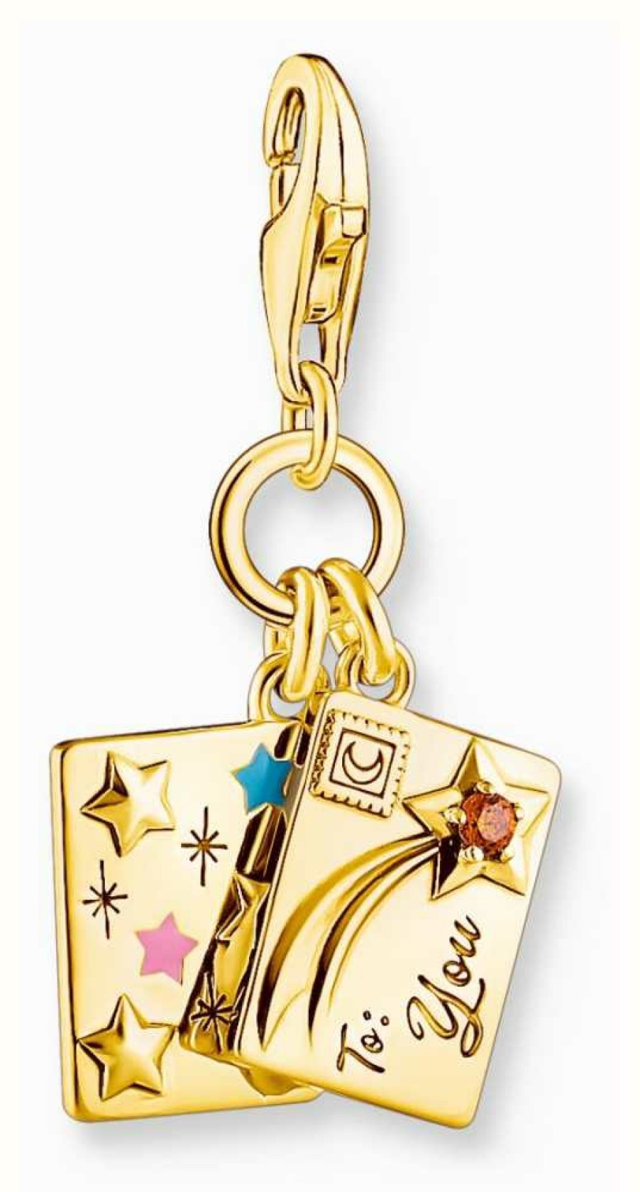 Jewelry Thomas Sabo Jewellery | Thomas Sabo Letter Charm Pendant Gold-Plated Sterling Silver Mulitcoloured Crystal And Enamel