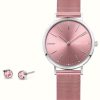 Women'S Bering | Bering Women'S Charity Gift Set (34Mm) Pink Dial / Pink Steel Mesh Bracelet