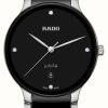 Men'S RADO | Rado Centrix Diamonds (39.5Mm) Black Dial / Black Ceramic Stainless Steel Bracelet