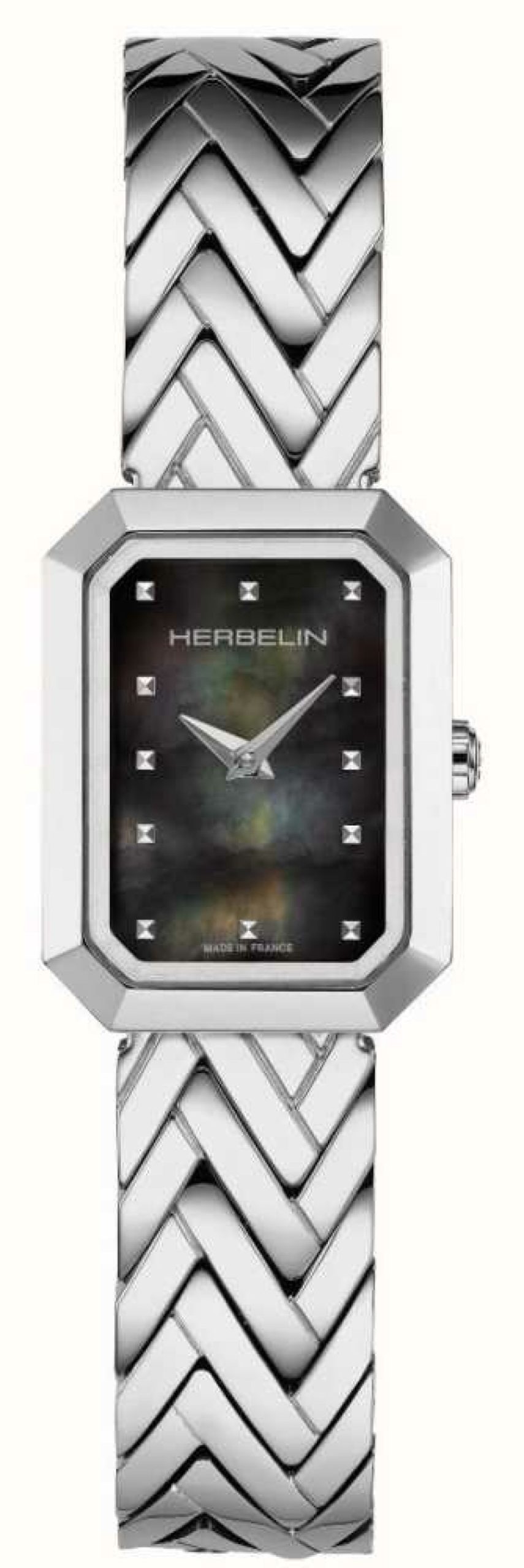 Women'S Herbelin | Herbelin Women'S Octogone (20.4Mm) Black Mother-Of-Pearl Dial / Stainless Steel Bracelet