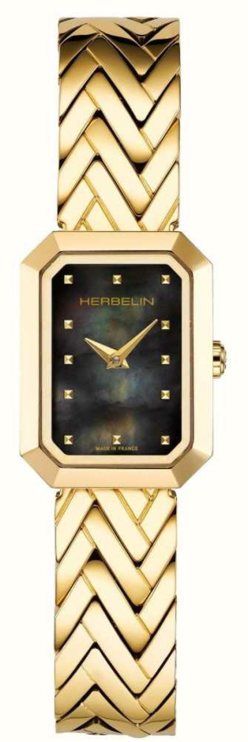 Women'S Herbelin | Herbelin Women'S Octogone (20.4Mm) Black Mother-Of-Pearl Dial / Gold-Tone Stainless Steel Bracelet