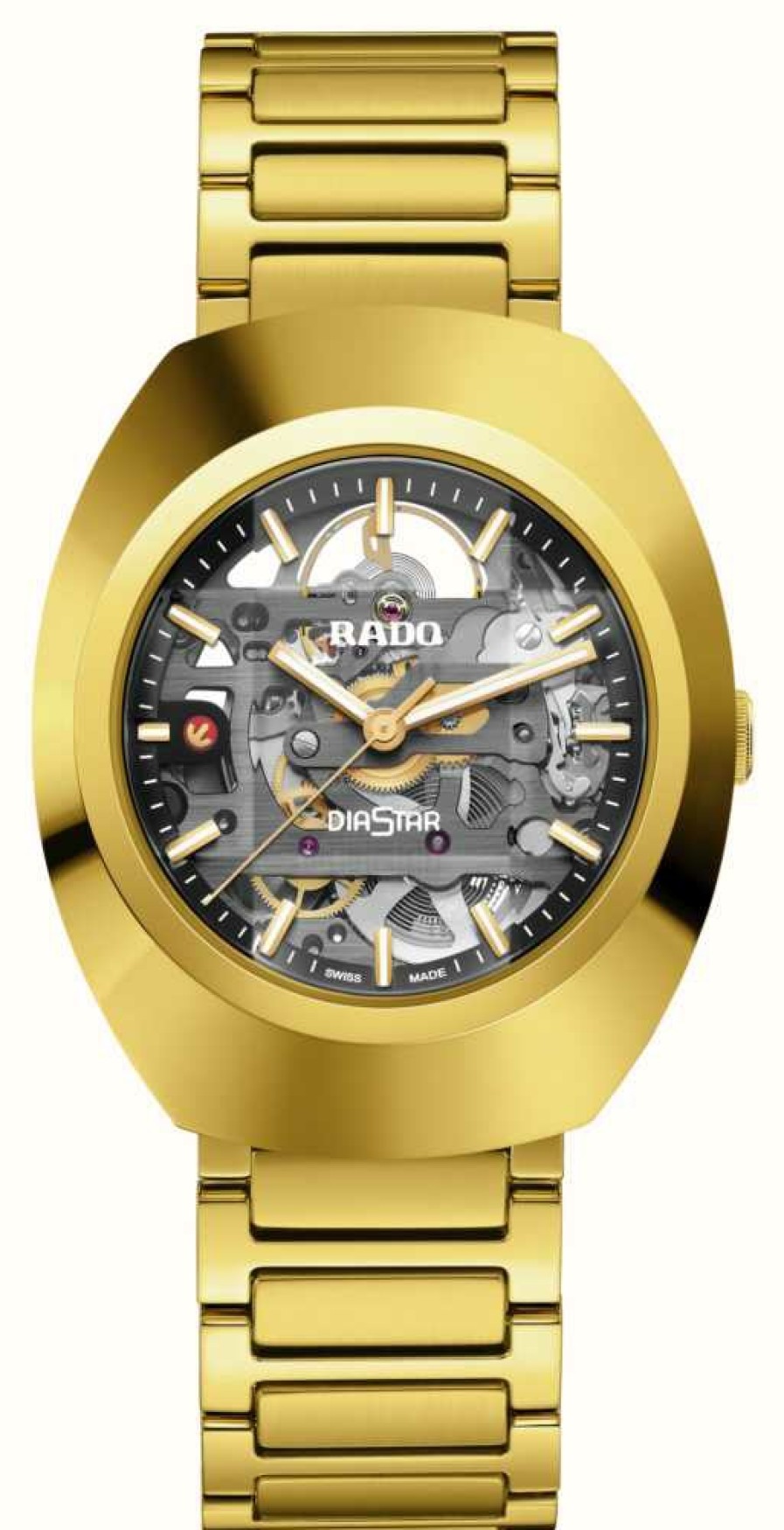 Men'S RADO | Rado Diastar Original Skeleton (38Mm) Skeleton Dial / Gold-Tone Stainless Steel Bracelet