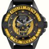 Men'S Philipp Plein | Philipp Plein The $Kull (44Mm) Gold Skull Dial / Black Silicone Strap