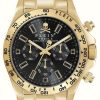 Men'S Philipp Plein | Philipp Plein Men'S $Treet Couture Nobile (43Mm) Black Chronograph Dial / Gold-Tone Stainless Steel Bracelet