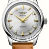 Men'S LONGINES | Longines Conquest Heritage Automatic (38Mm) Silver Dial / Brown Leather Strap