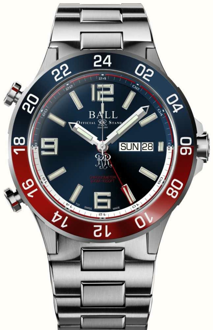 Men'S Ball Watch Company | Ball Watch Company Roadmaster Marine Gmt (42Mm) Blue Dial / Titanium & Stainless Steel Bracelet