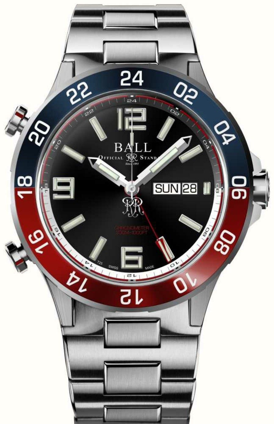 Men'S Ball Watch Company | Ball Watch Company Roadmaster Marine Gmt (42Mm) Black Dial / Titanium & Stainless Steel Bracelet